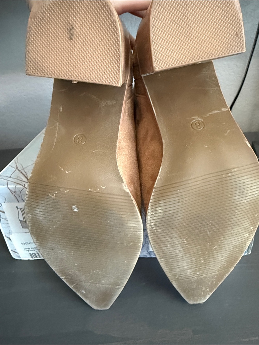 Women's Pointed Toe Suede Ankle Boots - Tan size 8 - Picture 6 of 6